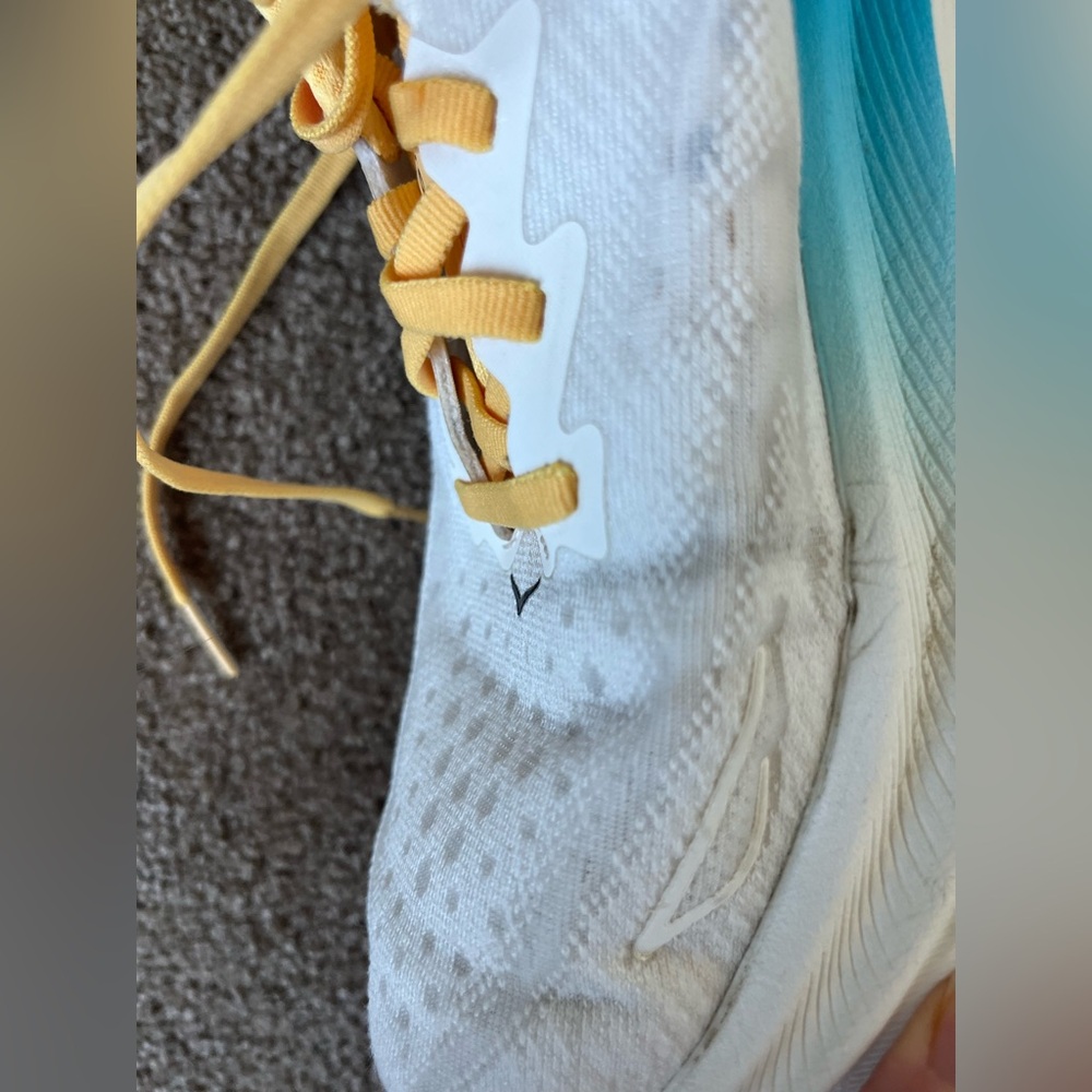 Women's Hoka Clifton White and Yellow Running Shoes - Picture 5 of 12